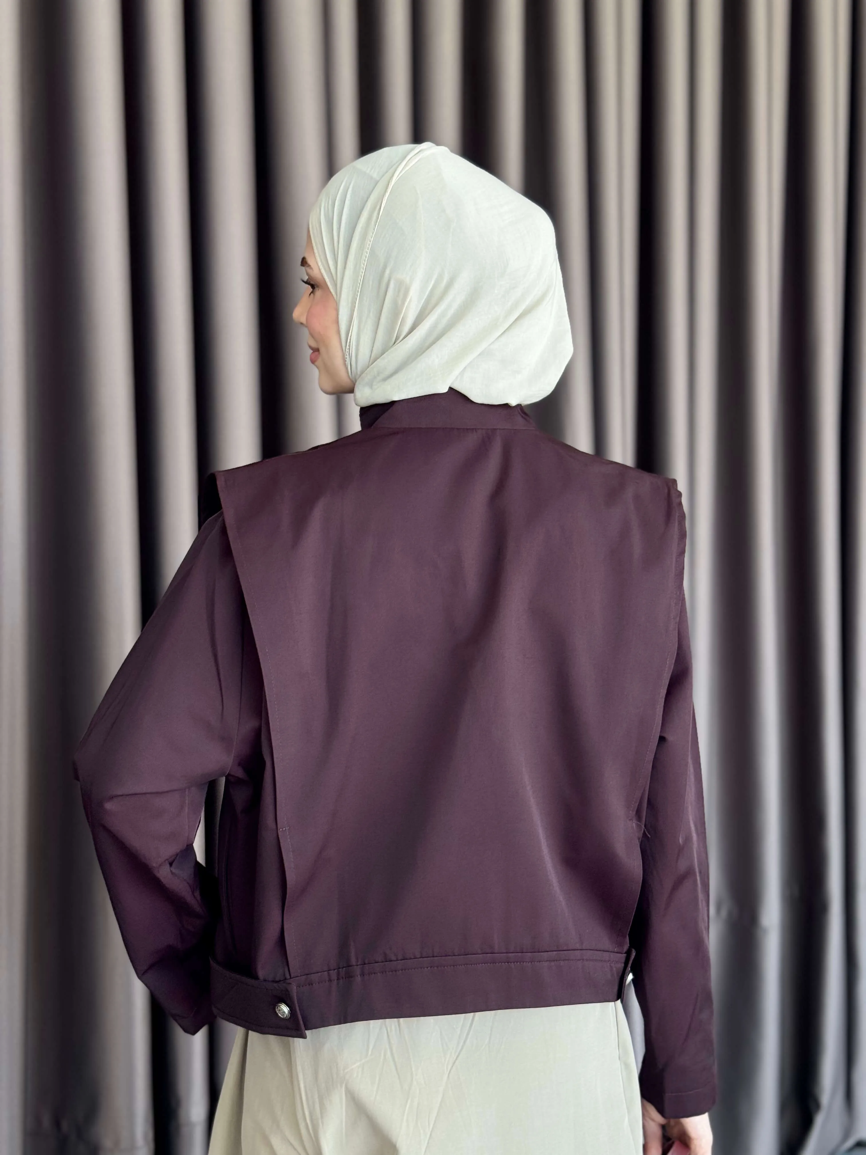 KRUVAZE ASİMETRİK CEKET MÜRDÜM - 3
